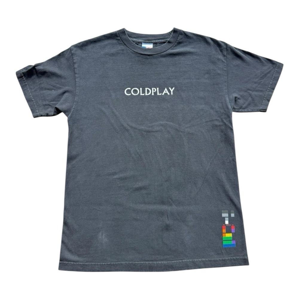 Coldplay Band T Shirt Black Murina Made USA Rainbow Pixel Graphic Medium